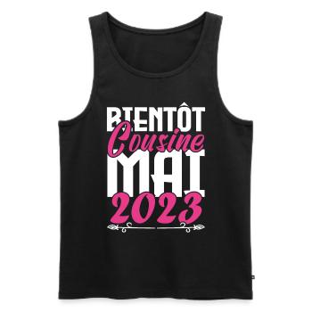 Annonce grossesse. bientôt Cousine Mai 2023. - Débardeur bio Premium Homme - noir - Devant - Michal (187cm)