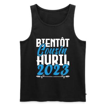 Annonce grossesse. bientôt Cousin Avril 2023. - Débardeur bio Premium Homme - noir - Devant - Michal (187cm)