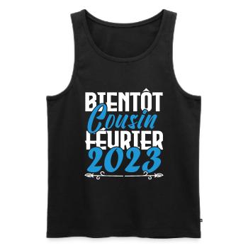 Annonce grossesse bientôt Cousin Février 2023. - Débardeur bio Premium Homme - noir - Devant - Michal (187cm)