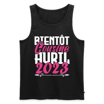 Annonce grossesse. bientôt Cousine Avril 2023. - Débardeur bio Premium Homme - noir - Devant - Michal (187cm)