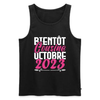 Annonce grossesse. bientôt Cousine Octobre 2023. - Débardeur bio Premium Homme - noir - Devant - Michal (187cm)