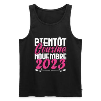Annonce grossesse. bientôt Cousine Novembre 2023. - Débardeur bio Premium Homme - noir - Devant - Michal (187cm)