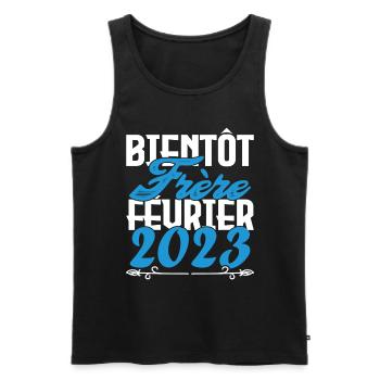 Annonce grossesse. bientôt Frère Février 2023. - Débardeur bio Premium Homme - noir - Devant - Michal (187cm)