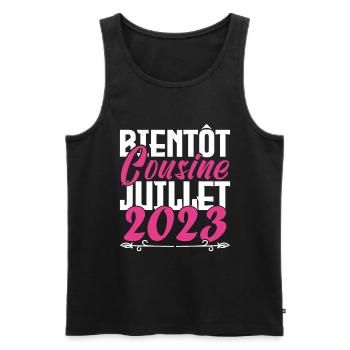 Annonce grossesse. bientôt Cousine Juillet 2023. - Débardeur bio Premium Homme - noir - Devant - Michal (187cm)