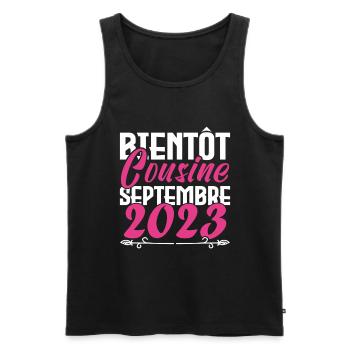 Annonce grossesse. bientôt Cousine Septembre 2023. - Débardeur bio Premium Homme - noir - Devant - Michal (187cm)