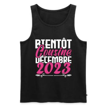 Annonce grossesse. bientôt Cousine Décembre 2023. - Débardeur bio Premium Homme - noir - Devant - Michal (187cm)