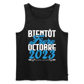 Annonce grossesse. bientôt Frère Octobre 2023. - Débardeur bio Premium Homme - noir - Devant - Michal (187cm)