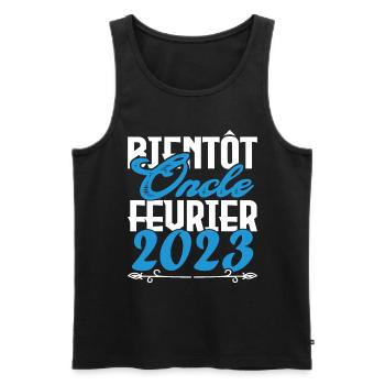 Annonce grossesse. bientôt Oncle Février 2023. - Débardeur bio Premium Homme - noir - Devant - Michal (187cm)