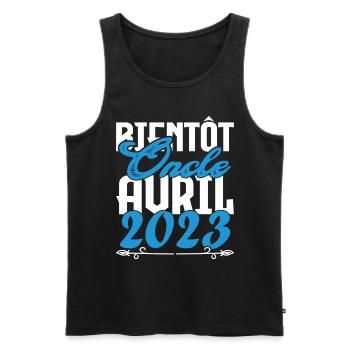 Annonce grossesse. bientôt Oncle Avril 2023. - Débardeur bio Premium Homme - noir - Devant - Michal (187cm)