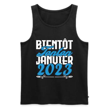 Annonce grossesse. bientôt Tonton Janvier 2023. - Débardeur bio Premium Homme - noir - Devant - Michal (187cm)