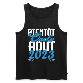 Cadeau Annonce grossesse. bientôt Oncle Aout 2023. - Débardeur bio Premium Homme - noir - Devant - AI Model Male 178 light (178cm)