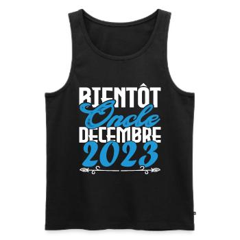 Annonce grossesse. bientôt Oncle Décembre 2023. - Débardeur bio Premium Homme - noir - Devant - Michal (187cm)