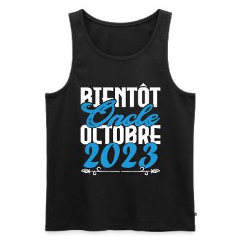 Annonce grossesse. bientôt Oncle Octobre 2023. - Débardeur bio Premium Homme - noir - Devant - Michal (187cm)