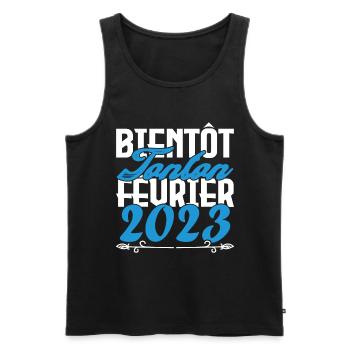 Annonce grossesse bientôt Tonton Février 2023 - Débardeur bio Premium Homme - noir - Devant - Michal (187cm)