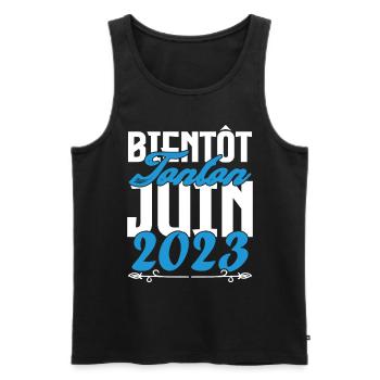 Cadeau Annonce grossesse bientôt Tonton Juin 2023. - Débardeur bio Premium Homme - noir - Devant - Michal (187cm)