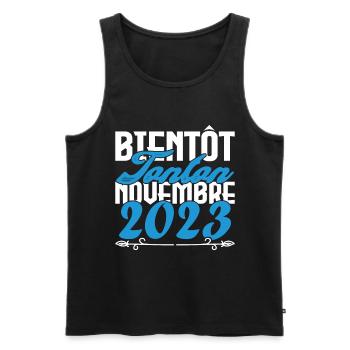 Annonce grossesse. bientôt Tonton Novembre 2023. - Débardeur bio Premium Homme - noir - Devant - Michal (187cm)