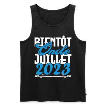 Annonce grossesse. bientôt Oncle Juillet 2023. - Débardeur bio Premium Homme - noir - Devant - Michal (187cm)