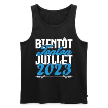 Annonce grossesse. bientôt Tonton Juillet 2023. - Débardeur bio Premium Homme - noir - Devant - Michal (187cm)