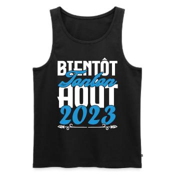 Cadeau Annonce grossesse bientôt Tonton Aout 2023. - Débardeur bio Premium Homme - noir - Devant - Michal (187cm)