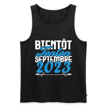 Annonce grossesse. bientôt Tonton Septembre 2023. - Débardeur bio Premium Homme - noir - Devant - Michal (187cm)