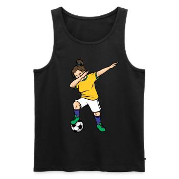 Dabbing Footballeuse Filles Brésil Football - Débardeur bio Premium Homme - noir - Devant - Michal (187cm)