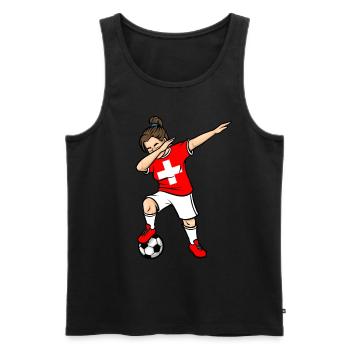 Dabbing Footballeuse Filles Suisse Football - Débardeur bio Premium Homme - noir - Devant - Michal (187cm)