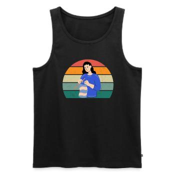 knitting knitter seamstressin sewing sewing needle - Men's Premium Organic Tank Top - black - Front - Michal (187cm)