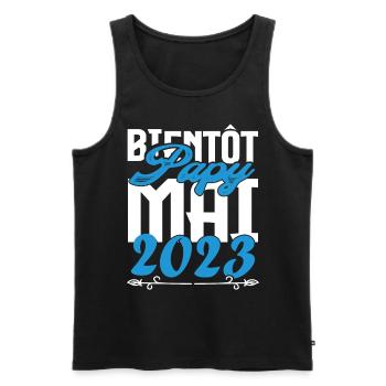 Cadeau Annonce grossesse bientôt Papy Mai 2023. - Débardeur bio Premium Homme - noir - Devant - Michal (187cm)