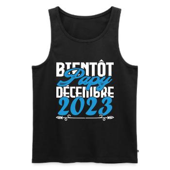 Annonce grossesse bientôt Papy Décembre 2023 - Débardeur bio Premium Homme - noir - Devant - Michal (187cm)