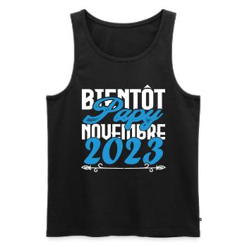 Annonce grossesse bientôt Papy Novembre 2023. Papy - Débardeur bio Premium Homme - noir - Devant - Michal (187cm)