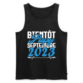 Annonce grossesse. bientôt Papy Septembre 2023. - Débardeur bio Premium Homme - noir - Devant - Michal (187cm)