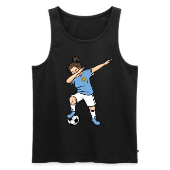 Dabbing Footballeuse Filles Uruguay Football - Débardeur bio Premium Homme - noir - Devant - AI Model Male 178 light (178cm)