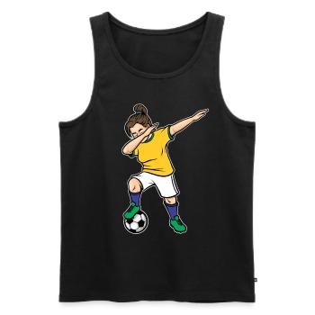 Dabbing Footballeuse Filles Brésil Football - Débardeur bio Premium Homme - noir - Devant - Michal (187cm)