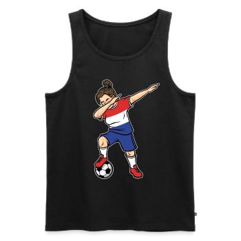 Dabbing Footballeuse Filles Pays-Bas Football - Débardeur bio Premium Homme - noir - Devant - AI Model Male 178 light (178cm)