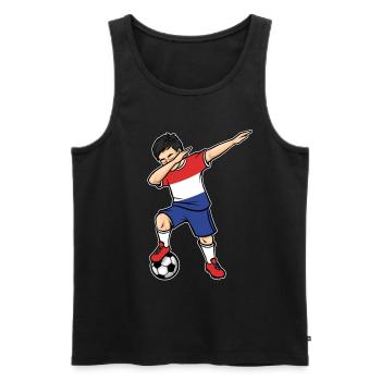 Dabbing Footballeur Jeune Pays-Bas Football - Débardeur bio Premium Homme - noir - Devant - AI Model Male 178 light (178cm)