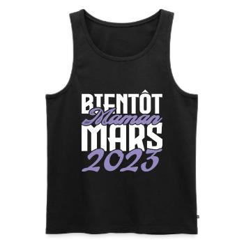 Annonce grossesse. bientôt Maman Mars 2023.maman - Débardeur bio Premium Homme - noir - Devant - Michal (187cm)