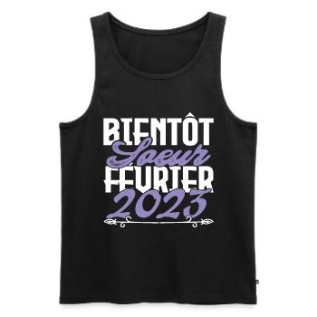 Annonce grossesse. bientôt Sœur Février 2023.soeur - Débardeur bio Premium Homme - noir - Devant - Michal (187cm)