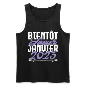 Annonce grossesse. bientôt Sœur Janvier 2023.soeur - Débardeur bio Premium Homme - noir - Devant - Michal (187cm)