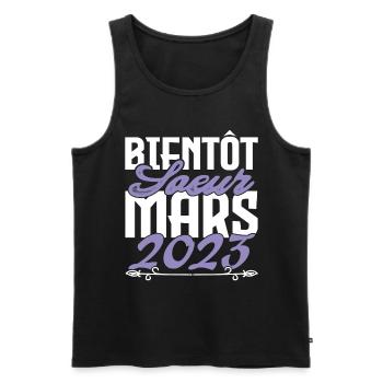 Annonce grossesse. bientôt Sœur Mars 2023.soeur - Débardeur bio Premium Homme - noir - Devant - AI Model Male 178 light (178cm)