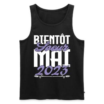 Annonce grossesse. bientôt Sœur Mai 2023.soeur - Débardeur bio Premium Homme - noir - Devant - Michal (187cm)