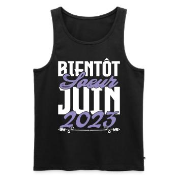 Annonce grossesse. bientôt Sœur Juin 2023.soeur - Débardeur bio Premium Homme - noir - Devant - Michal (187cm)