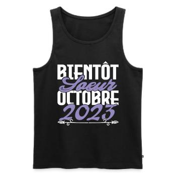Annonce grossesse. bientôt Sœur Octobre 2023.soeur - Débardeur bio Premium Homme - noir - Devant - Michal (187cm)