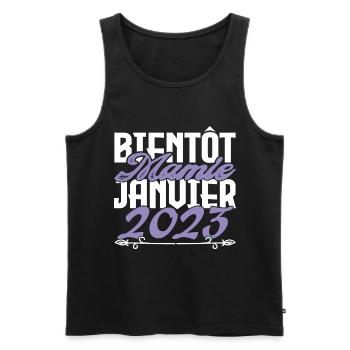 Annonce grossesse. bientôt Mamie Janvier 2023. - Débardeur bio Premium Homme - noir - Devant - Michal (187cm)