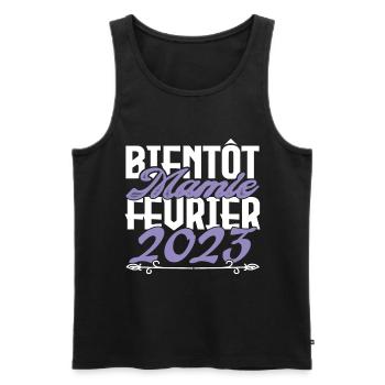 Annonce grossesse. bientôt Mamie Février 2023. - Débardeur bio Premium Homme - noir - Devant - Michal (187cm)