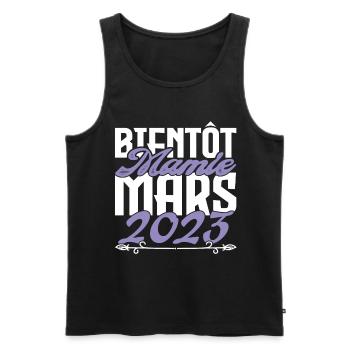 Annonce grossesse. bientôt Mamie Mars 2023. - Débardeur bio Premium Homme - noir - Devant - Michal (187cm)