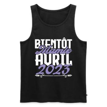 Annonce grossesse. bientôt Mamie Avril 2023. - Débardeur bio Premium Homme - noir - Devant - Michal (187cm)
