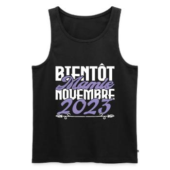 Annonce grossesse. bientôt Mamie Novembre 2023. - Débardeur bio Premium Homme - noir - Devant - Michal (187cm)