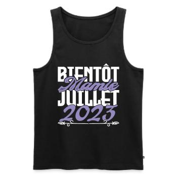 Annonce grossesse. bientôt Mamie Juillet 2023. - Débardeur bio Premium Homme - noir - Devant - Michal (187cm)