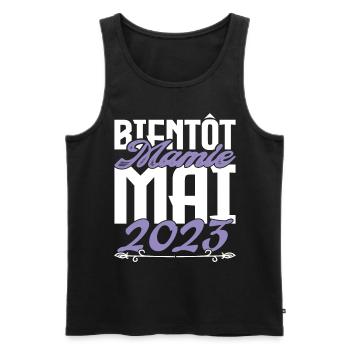 Annonce grossesse. bientôt Mamie Mai 2023. - Débardeur bio Premium Homme - noir - Devant - Michal (187cm)