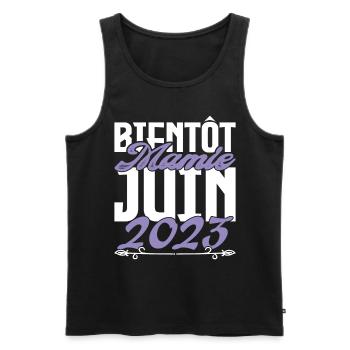 Annonce grossesse. bientôt Mamie Juin 2023. - Débardeur bio Premium Homme - noir - Devant - Michal (187cm)